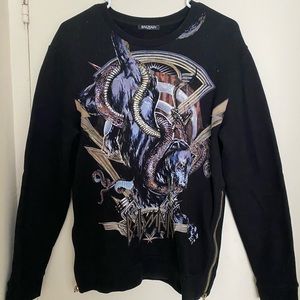 Balmain black oversized destroy tiger t-shirt